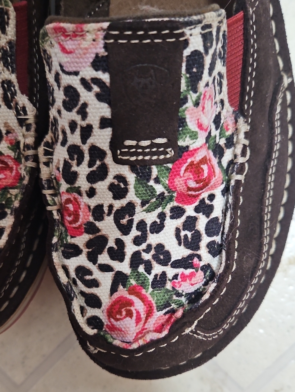Ariat Brown Floral Leopard Slip-On Shoes - Picture 2 of 4